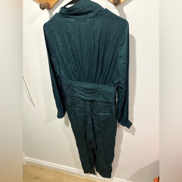 Reiss Kinley Plunge Tie Detail Green Jumpsuit - Picture 10 of 15